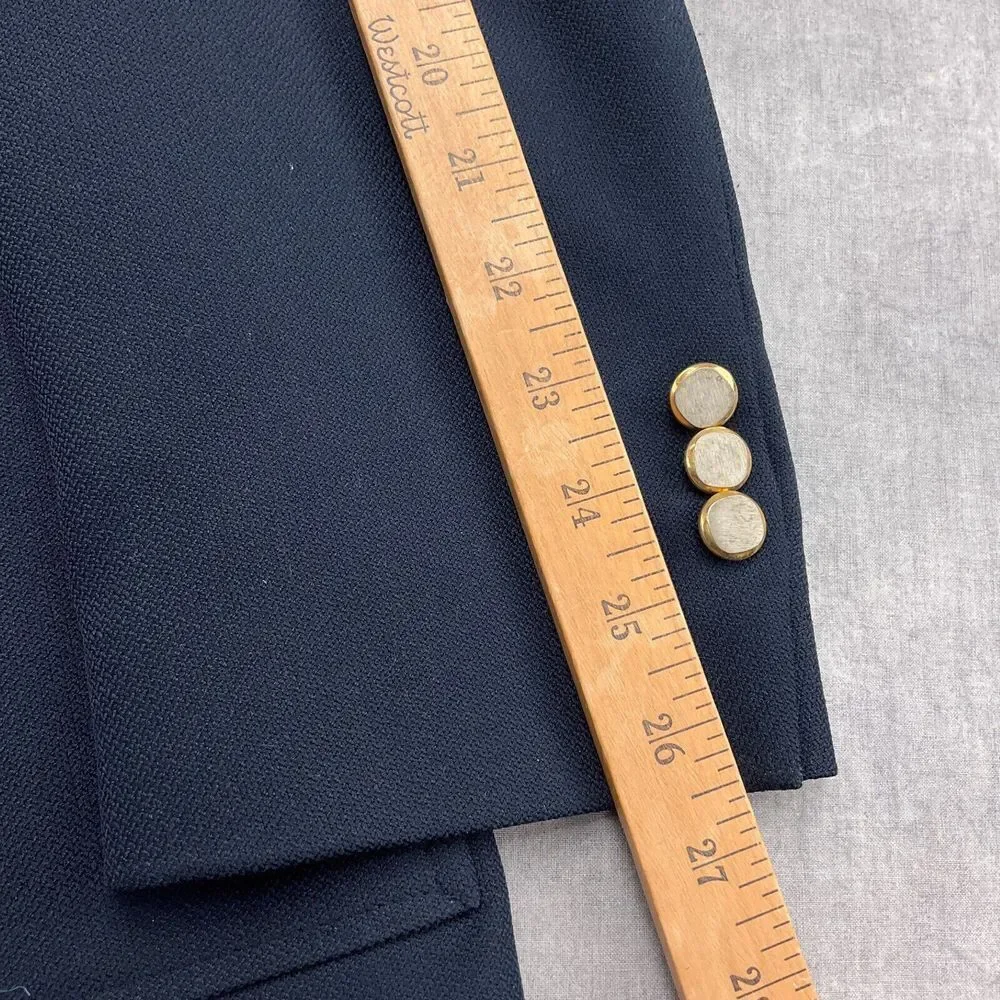 Haggar Blazer Men 42 Navy Blue Brushed Gold Buttons Poly Knit Classic‎ 70s 80s